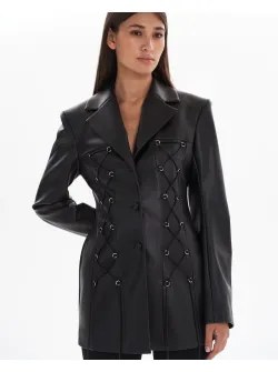 Laced Jacket Leather Black, Цвет: Черный, Размер: XS